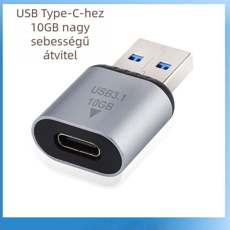 USB 3.0-ról USB-C 3.1 női adapter, 10 Gbps adatátvitel és töltés