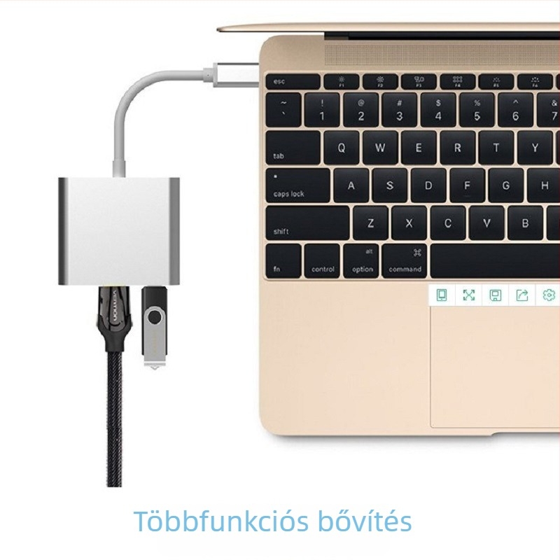 Type-C HDMI konverter USB-porttal, 4K támogatás