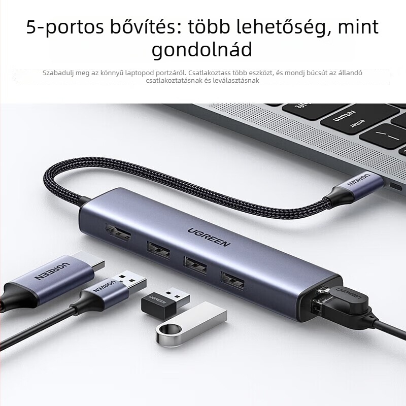 Type-C dokkoló állomás Gigabit Ethernettel, HDMI kimenettel és USB hubbal (1–4 portok)