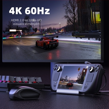 CS-031 USB-C hub 6-portos, Gigabit Ethernet, USB 3.0, Type-C interfész, 5 Gbps átviteli sebesség, kompatibilis Steam Deck és Apple dokkolóval