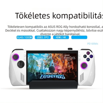 Steam Deck-kompatibil dokkoló állomás gigabites Ethernet porttal, Type-C és USB 3.0