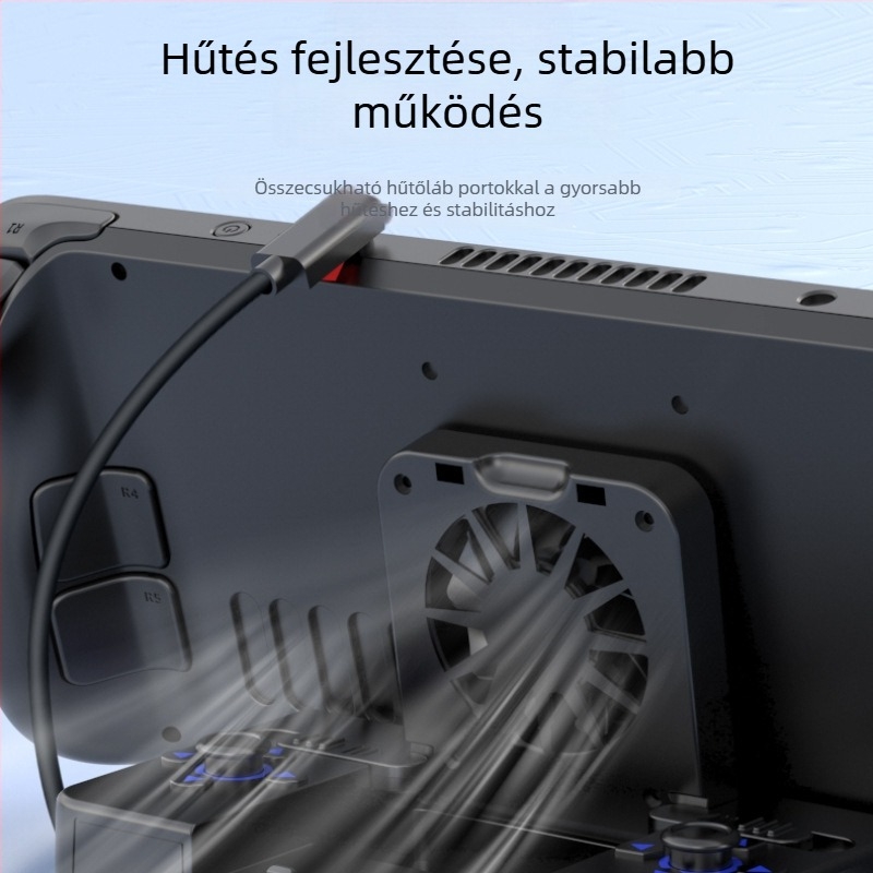 Steam Deck bővítő dokk HDMI-projekcióval, 1x4 bővítés, önálló ventilátoros hűtés, külső tápegység, OTG interfész