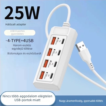 USB 3.0 bővítő hub 8 porttal, 1 m hosszú kábellel