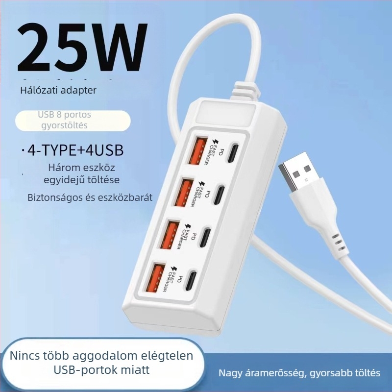 USB 3.0 bővítő hub 8 porttal, 1 m hosszú kábellel