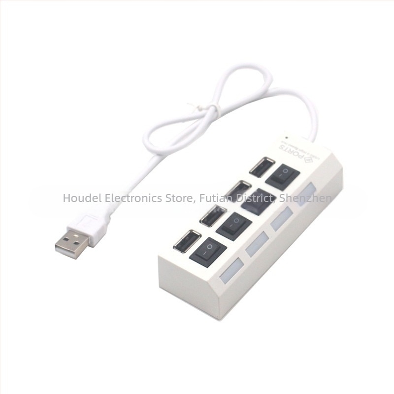 4-portos USB 2.0 hub független kapcsolóval és LED kijelzővel