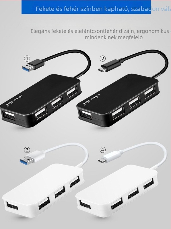 USB-C 4-portos laptop dokkoló állomás USB 2.0/3.0 hub
