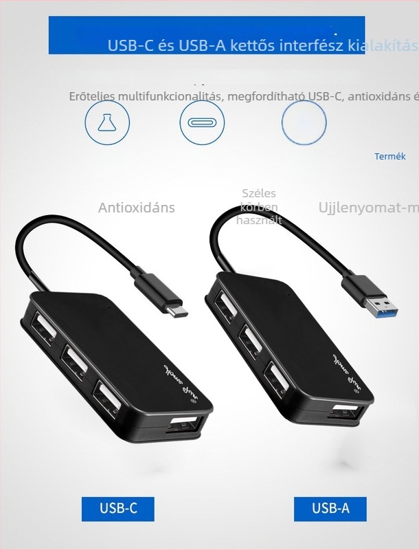 USB-C 4-portos laptop dokkoló állomás USB 2.0/3.0 hub