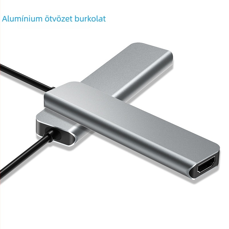 Type-C 6-in-1 dokkoló hub 4K HDMI-vel, USB 5 Gbps, 0,15 m kábel, busz-tápellátás nélküli