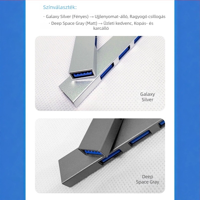 Type-C dokkoló hub – 3 az 1-ben laptop splitterrel, ferde USB 3.0 portokkal