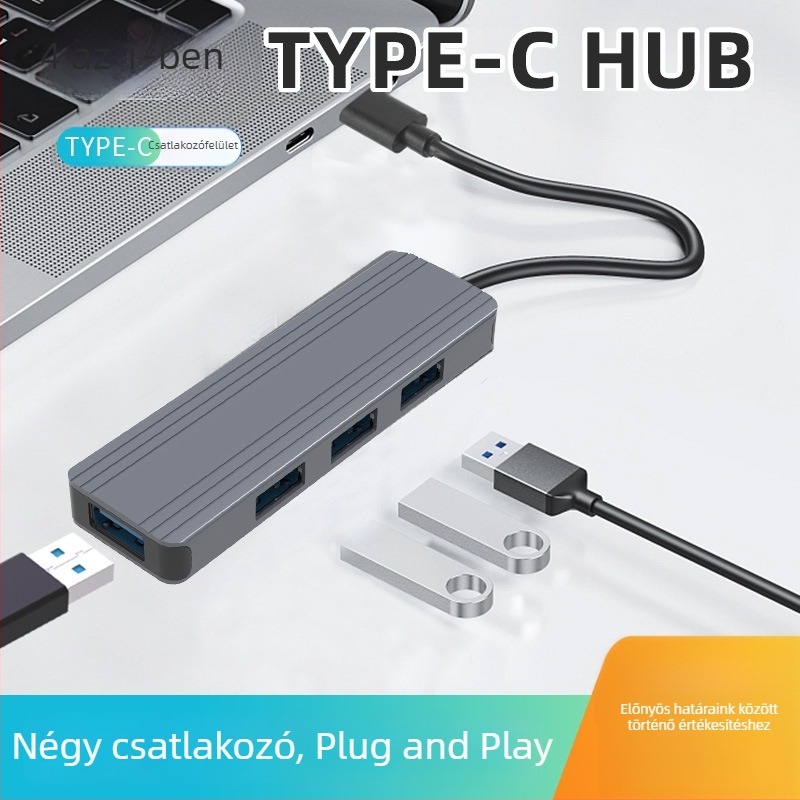 Type-C dokkoló állomás USB 3.0 hubbal, 3 HDMI kimenet, 4K60Hz, Alumínium ötvözet ház
