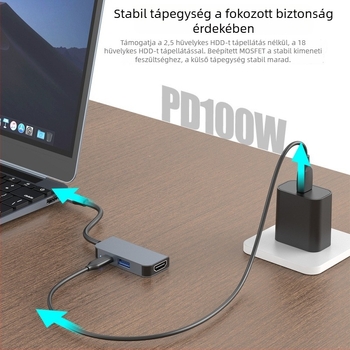 Új mini USB-C laptop dokkoló – 3 az 1-ben, HDMI 4K