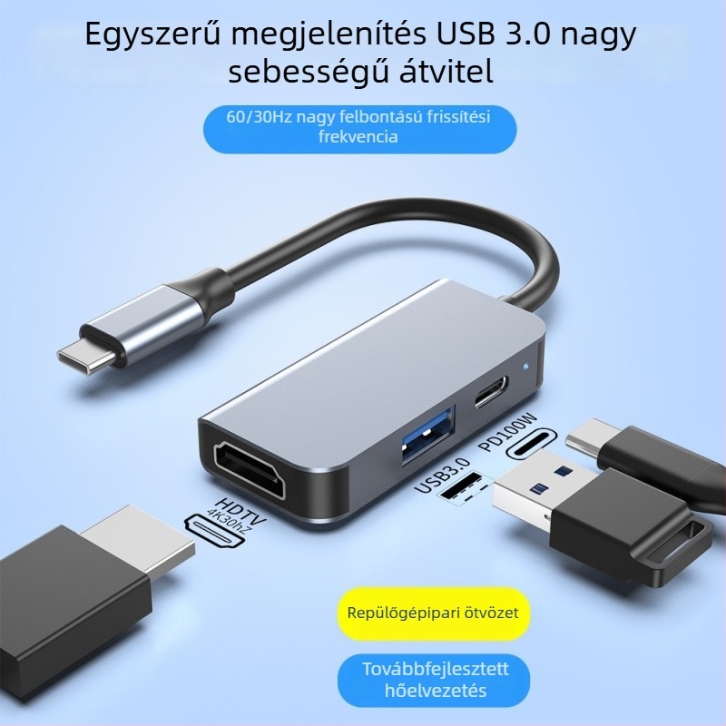 Új mini USB-C laptop dokkoló – 3 az 1-ben, HDMI 4K
