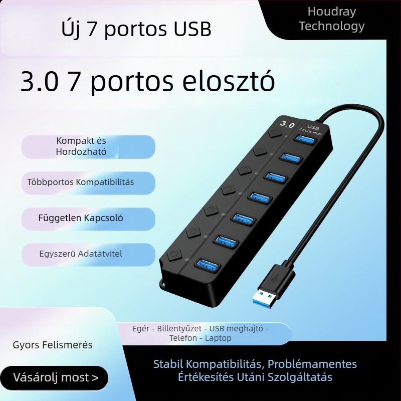 4-portos USB hub, dokkoló állomás, külső többfunkciós interfész