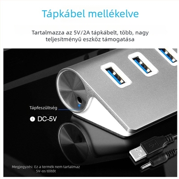 7 portos USB 3.0 hub alumíniumötvözetből