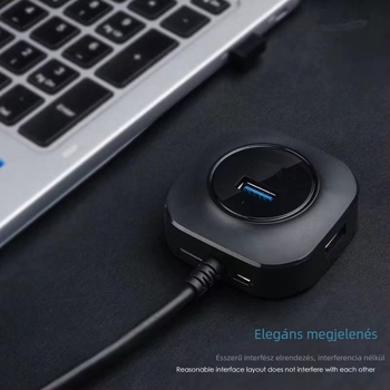 USB 3.0 4-portos dokkolóállomás USB splitter hub, 1–4