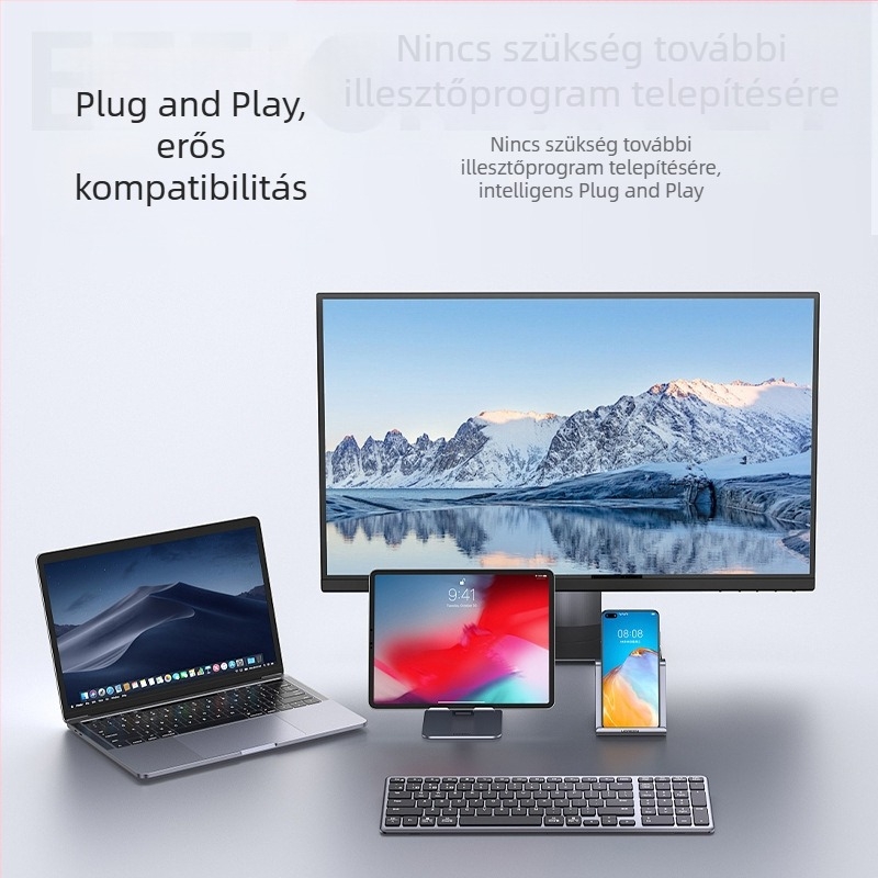 4-portos USB hub műanyag burkolattal, USB-C csatlakozó, 5 Gbps adatátviteli sebesség