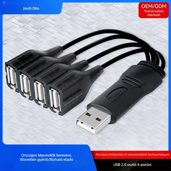 Autós USB hub, 4 port, USB 2.0, 480 Mbps, 0,2 m kábel, külső táp nélkül