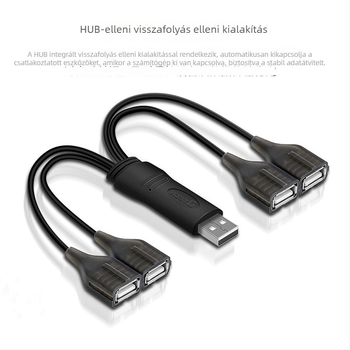 Autós USB hub, 4 port, USB 2.0, 480 Mbps, 0,2 m kábel, külső táp nélkül