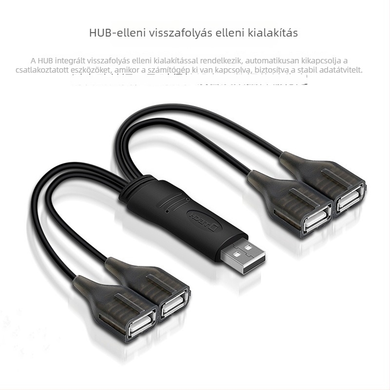 Autós USB hub, 4 port, USB 2.0, 480 Mbps, 0,2 m kábel, külső táp nélkül