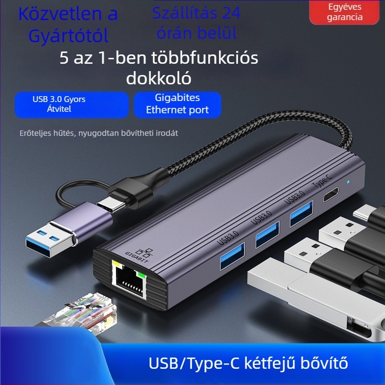 USB 3.2 Gen2 6-portos USB hub, 5 Gbps, USB-n keresztüli tápellátás, modell T513