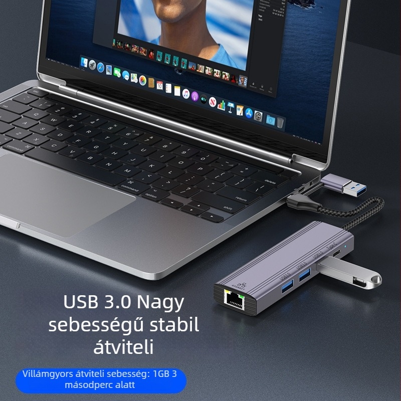 USB 3.2 Gen2 6-portos USB hub, 5 Gbps, USB-n keresztüli tápellátás, modell T513