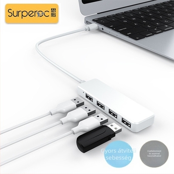 Sipeng USB 2.0 4-portos hub, ultra-vékony, Plug-and-Play, külső áramellátás nélkül