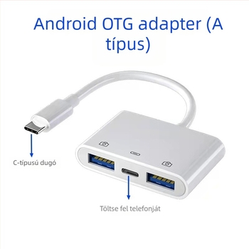 USB-C OTG hub két USB 3.0 porttal és PD tápegységgel