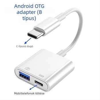 USB-C OTG hub két USB 3.0 porttal és PD tápegységgel