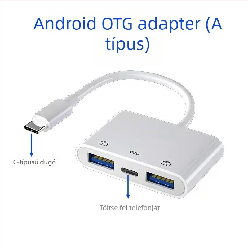 USB-C OTG hub két USB 3.0 porttal és PD tápegységgel
