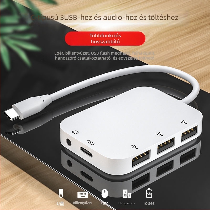 USB-C OTG hub két USB 3.0 porttal és PD tápegységgel