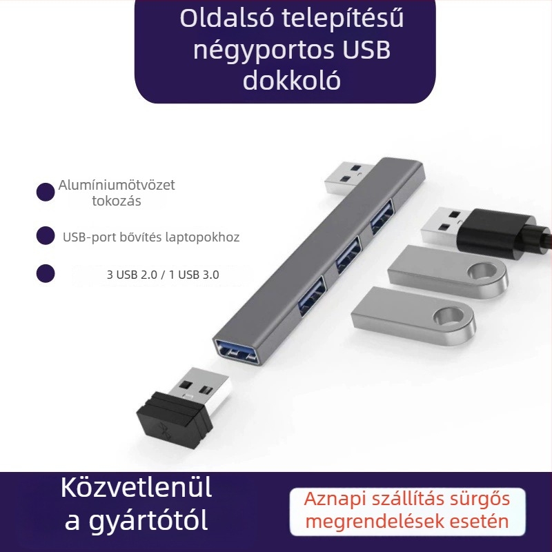 YMCHN ym006 USB 3.0 jobb oldali hub alumínium ötvözetből, 1–4 portok, Type-C dokkoló