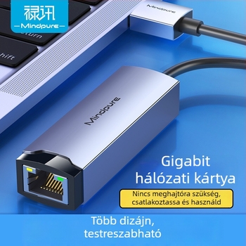 Ur004 USB gigabites hálózati kártya Realtek RTL8153, USB 3.0, 10/100/1000 Mbps, illesztőprogram nélkül