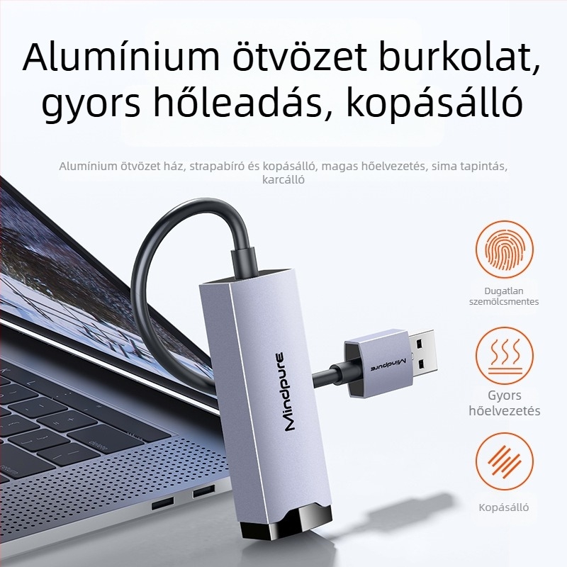 Ur004 USB gigabites hálózati kártya Realtek RTL8153, USB 3.0, 10/100/1000 Mbps, illesztőprogram nélkül