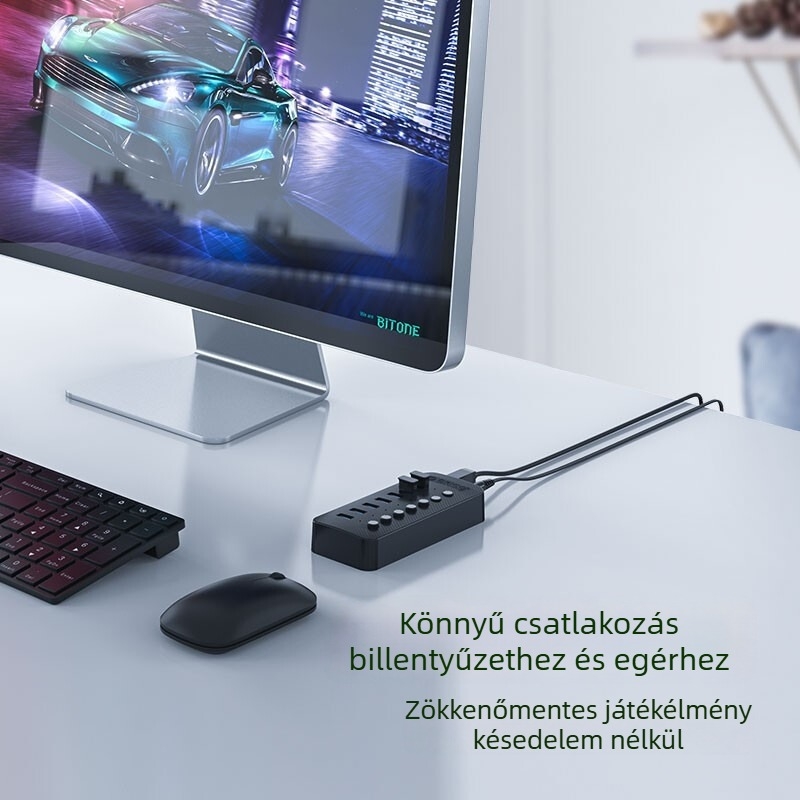 Orico 7-portos USB 3.0 hub független kapcsolóval, 5Gbps, külső tápegység, modell CT2U3-10AB