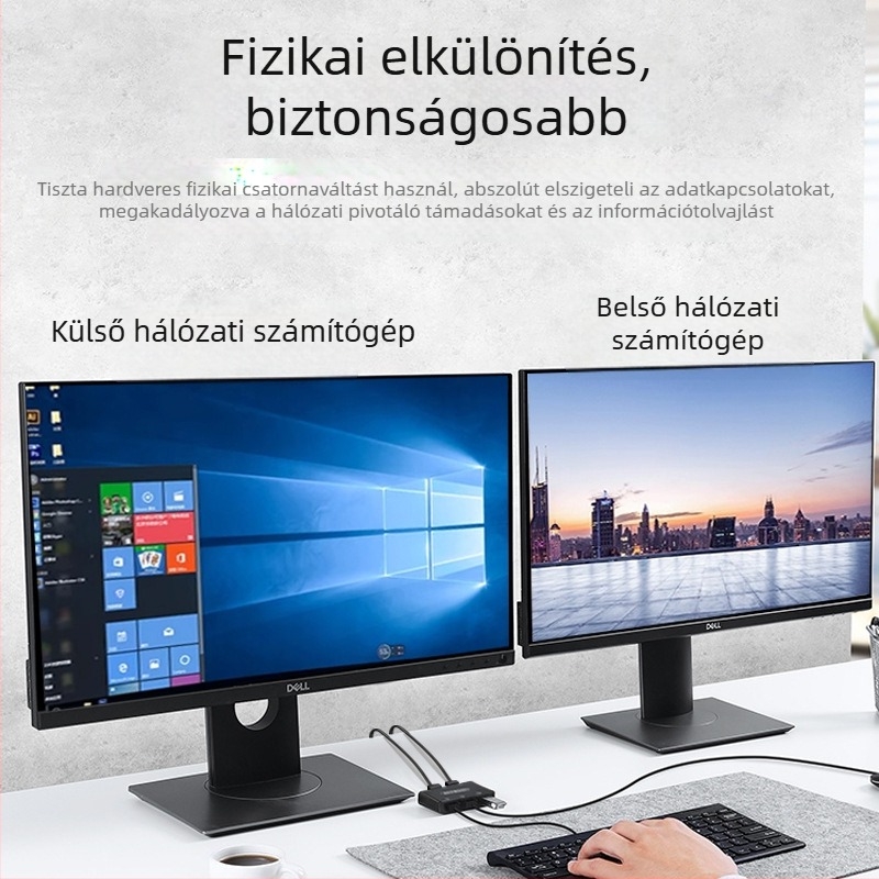 USB intelligens megosztó eszköz KVM-hez, adatátviteli kábel, billentyűzet és egér, USB-C interfész
