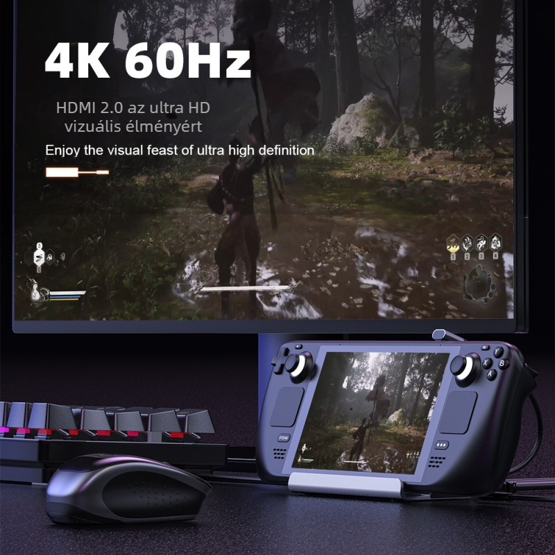 CS-031 Steam Deck bővítő dokk USB-C interfésszel, 5Gbps, 1–6 csatlakozó ág, külső tápegység nélkül