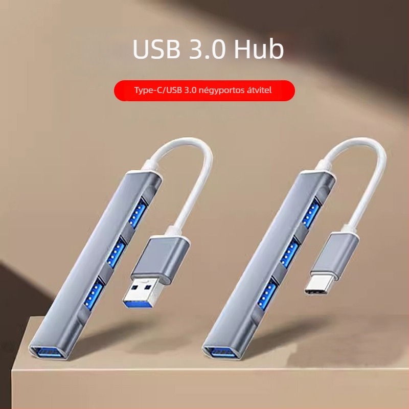 Notebookhoz USB bővítő – 4-port USB 3.0/2.0 hub, USB-C, alumínium
