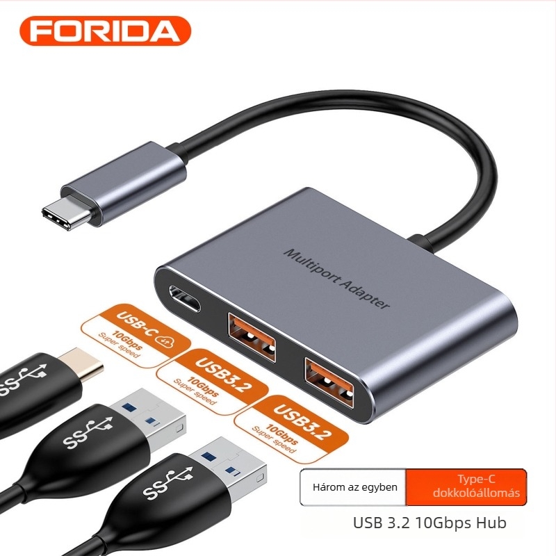 HYD-9993C Type-C dokkolóállomás USB 3.2 10Gbps, 3-portos HUB