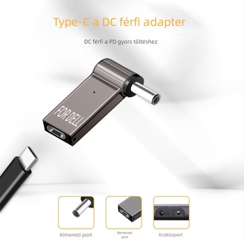 Type-C női DC adapter notebookhoz, 100W PD gyors töltés, L-alakú csatlakozó