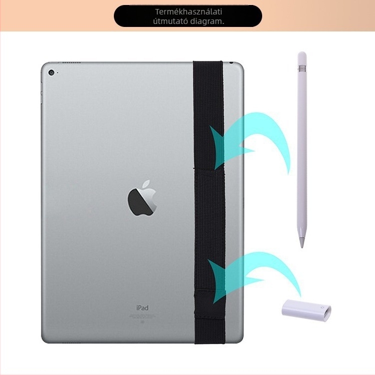 Coslinson bőr tok iPad Pro-hoz Apple Pencil tárolóval és elasztikus szalag adapterrel - Modell C4154V