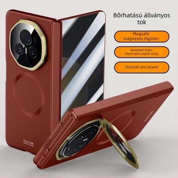 Honor MagicV3 tok bőrhatású mágneses zsanéros védőtok (V3)