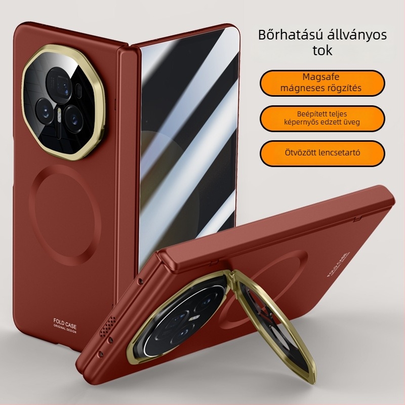 Honor MagicV3 tok bőrhatású mágneses zsanéros védőtok (V3)