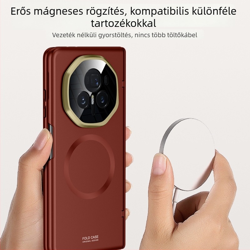 Honor MagicV3 tok bőrhatású mágneses zsanéros védőtok (V3)