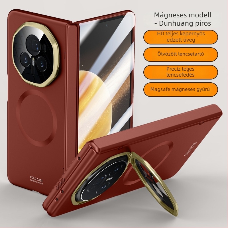Honor MagicV3 tok bőrhatású mágneses zsanéros védőtok (V3)