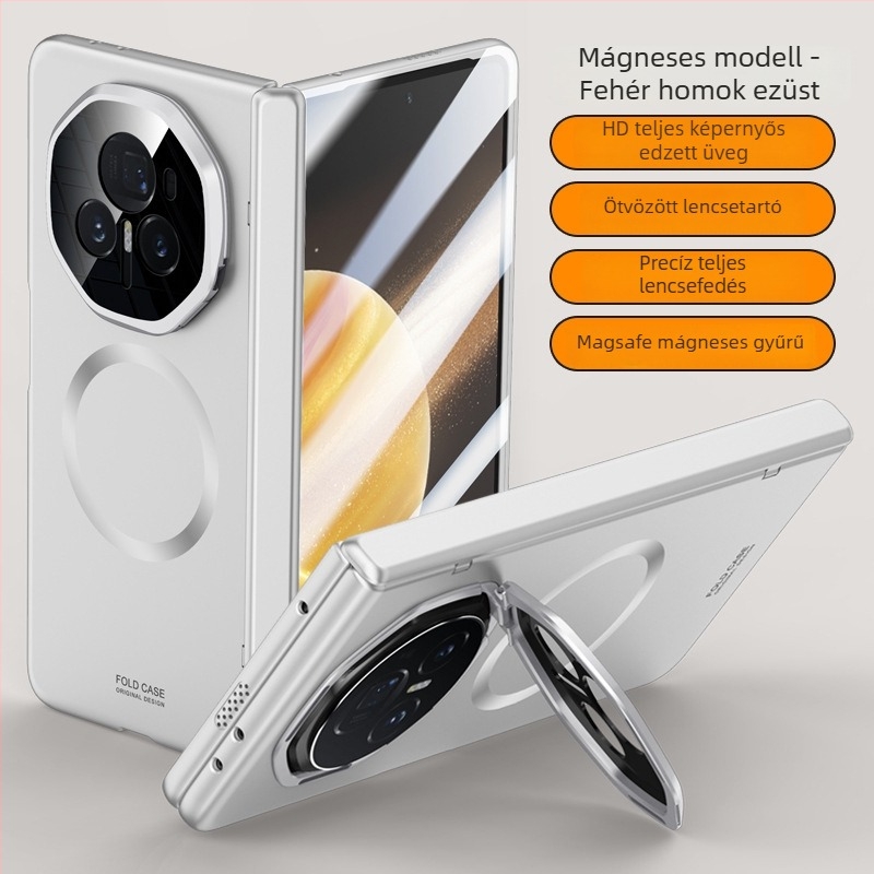 Honor MagicV3 tok bőrhatású mágneses zsanéros védőtok (V3)