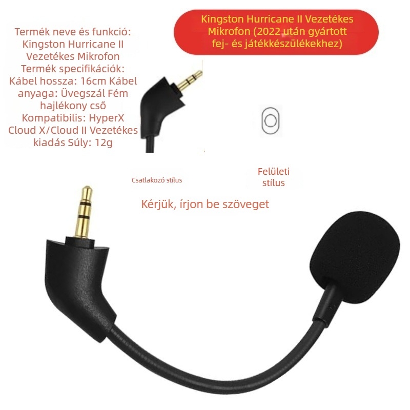 Mikrofon 1111, kompatibil a Hurricane II Wired Edition-tel, Plug-and-Play, OEM-kész, magáncímke licencelhető