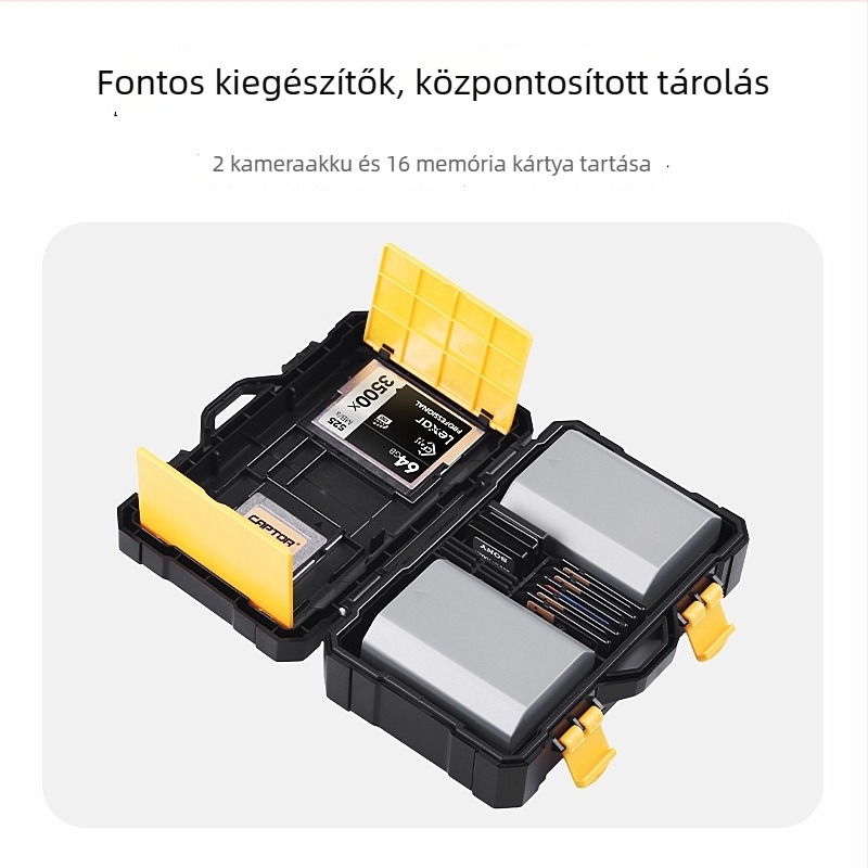 SCB08S Kameraakku és memóriakártya védő doboza – Kompatibilis LP-E6, FZ100, SD/CF kártyákkal; Nyomásálló, Vízálló, Nedvességálló