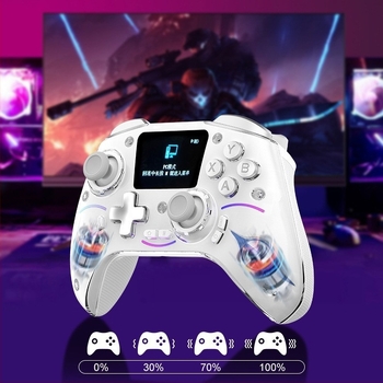 Vezeték nélküli Bluetooth játékkontroller három üzemmóddal, Hall-szenzoros joystick, intelligens kijelző, kettős vibráció, programozható