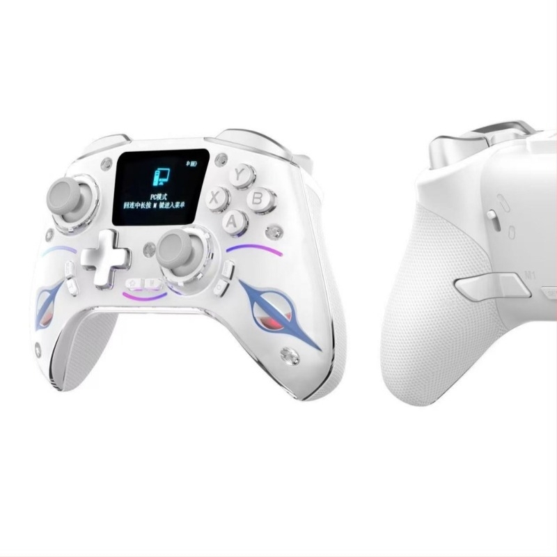 Vezeték nélküli Bluetooth játékkontroller három üzemmóddal, Hall-szenzoros joystick, intelligens kijelző, kettős vibráció, programozható