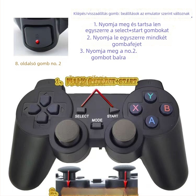 Nosztalgikus játékkonzol 64 GB tárhellyel, 2 vezeték nélküli kontrollerrel, USB vezeték nélküli csatlakozással, egyszerű OS verzióval, HD grafika